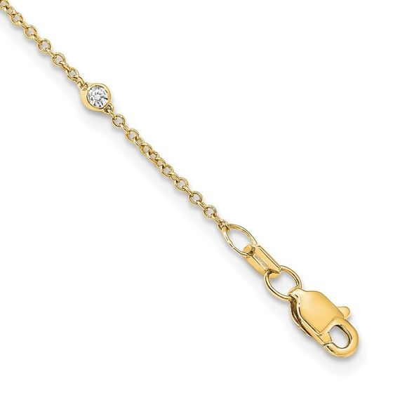 14k Yellow Gold Diamond Station Cable Necklace - Picture 2 of 4